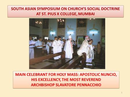 SOUTH ASIAN SYMPOSIUM ON CHURCH’S SOCIAL DOCTRINE