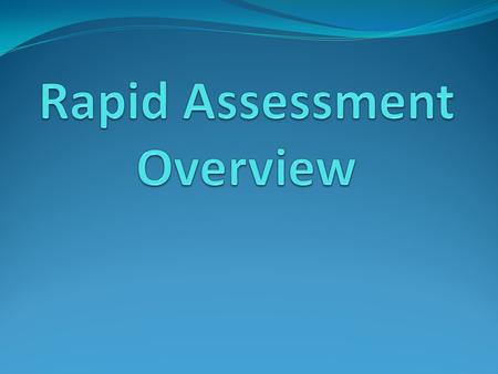 Rapid Assessment A quick evaluation of a disaster/emergency impacted area.