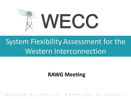 System Flexibility Assessment for the Western Interconnection RAWG Meeting W ESTERN E LECTRICITY C OORDINATING C OUNCIL.