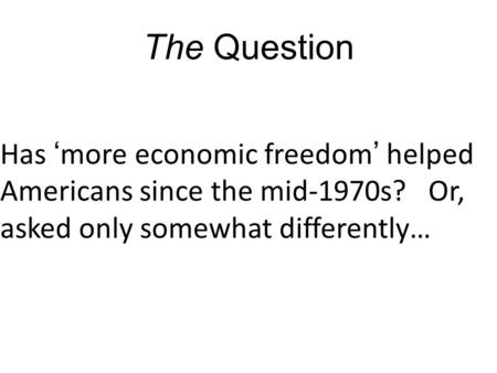 The Question Has ‘more economic freedom’ helped Americans since the mid-1970s? Or, asked only somewhat differently…