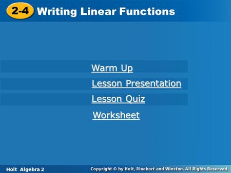 Writing Linear Functions