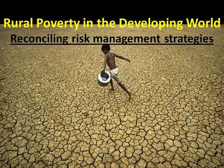 Rural Poverty in the Developing World Reconciling risk management strategies.