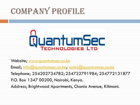 COMPANY PROFILE Website;   ;