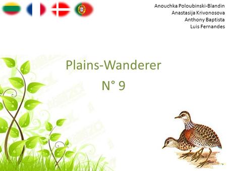 Anouchka Poloubinski-Blandin Anastasija Krivonosova Anthony Baptista Luis Fernandes Plains-Wanderer N° 9.