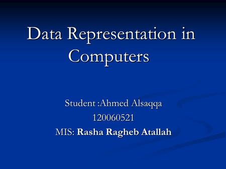 Data Representation in Computers