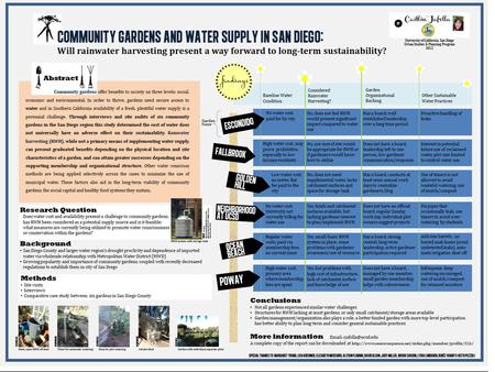 Joint School-Community Gardens: Effects on Health, Schools, and the Community Elizabeth Dallman, University of California, San Diego, Urban Studies.