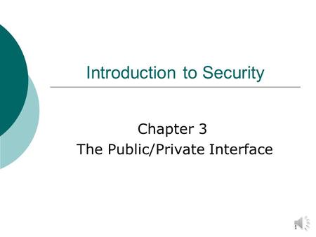 1 Introduction to Security Chapter 3 The Public/Private Interface.