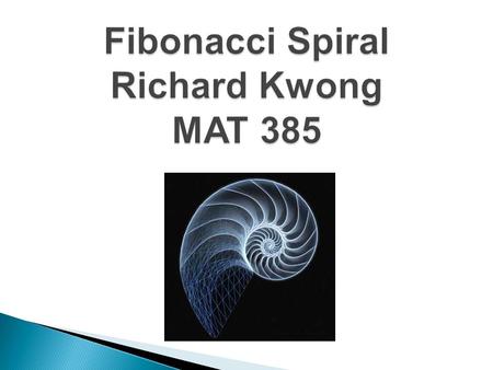 Fibonacci Spiral Richard Kwong MAT 385