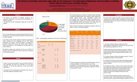 TEMPLATE DESIGN © 2008 www.PosterPresentations.com THE EFFECTS OF MATERNAL BODY MASS INDEX (BMI) ON THE PREGNANCY OUTCOME AMONG PRIMIGRAVIDA WHO DELIVERED.