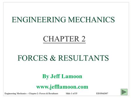 ENGINEERING MECHANICS CHAPTER 2 FORCES & RESULTANTS