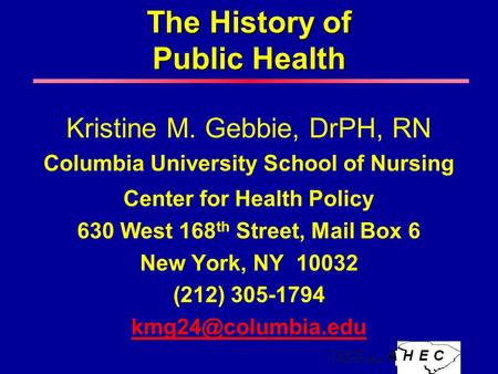 The History of Public Health