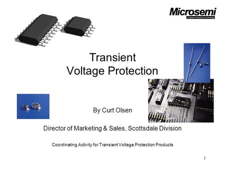 1 Transient Voltage Protection By Curt Olsen Director of Marketing & Sales, Scottsdale Division Coordinating Activity for Transient Voltage Protection.