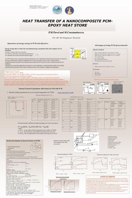 P.M.Pavel and M.Constantinescu. ICF-AR “Ilie Murgulescu” Bucuresti Romanian Academy of Science Institute of Physical Chemistry “Ilie Murgulescu” Spl. Independentei.