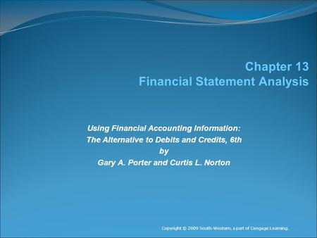 Chapter 13 Financial Statement Analysis