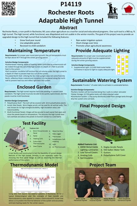 P14119 Rochester Roots Adaptable High Tunnel Abstract Rochester Roots, a non-profit in Rochester, NY, uses urban agriculture as a tool for social and educational.