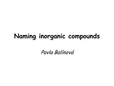 Naming inorganic compounds