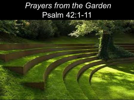 Prayers from the Garden Psalm 42:1-11 9 I will say to God my Rock, “Why have You forgotten me? Why do I go mourning because of the oppression of the enemy?”