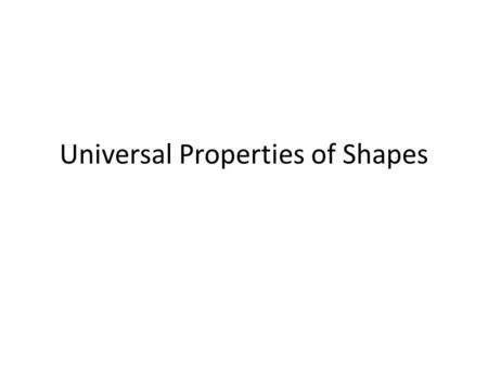 Universal Properties of Shapes. Bell ringer Write down as many 3-dimensional shapes as you can in 60 seconds. What did you get?