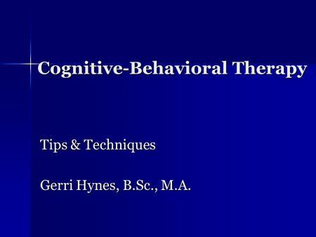 Cognitive-Behavioral Therapy