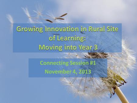Connecting Session #1 November 4, 2013. Goals for Session 1 To set the stage for Year 3 (Linda Farr Darling and Pat Dooley) To provide project leaders.