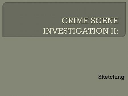 Sketching.  Securing the Scene  Separating the Witnesses  Scanning the Scene  Seeing the Scene (photography)  Sketching the Scene  Searching for.