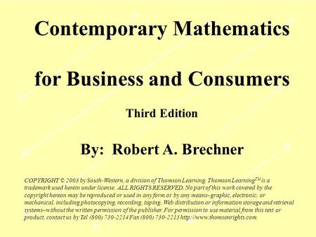 Contemporary Mathematics for Business and Consumers