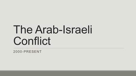 The Arab-Israeli Conflict 2000-PRESENT. People/Things to Know Hamas: A radical Islamist political party and militant group. Currently controls the Gaza.