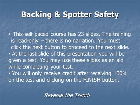 Backing & Spotter Safety