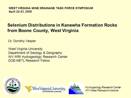 WEST VIRGINIA MINE DRAINAGE TASK FORCE SYMPOSIUM