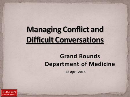 Grand Rounds Department of Medicine 28 April 2015.