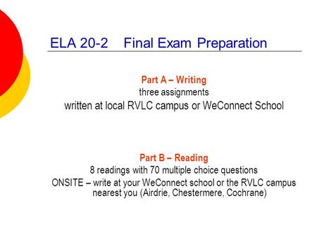 ELA 20-2 Final Exam Preparation