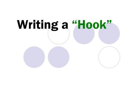 Writing a “Hook”. There are four main ways: Q – QUESTION Q – QUOTATION A – ANECDOTE S – STATEMENT Ask a provocative question to capture your reader’s.