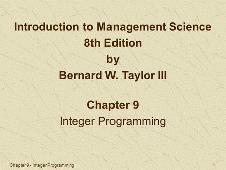 Introduction to Management Science