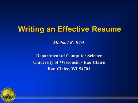 Writing an Effective Resume