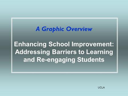 UCLA A Graphic Overview Enhancing School Improvement: Addressing Barriers to Learning and Re-engaging Students.