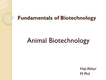 Fundamentals of Biotechnology