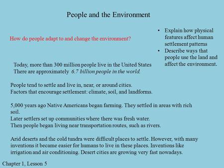 People and the Environment