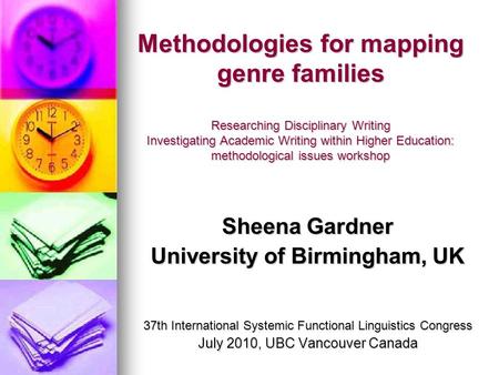 Methodologies for mapping genre families Researching Disciplinary Writing Investigating Academic Writing within Higher Education: methodological issues.