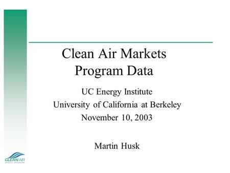 Clean Air Markets Program Data