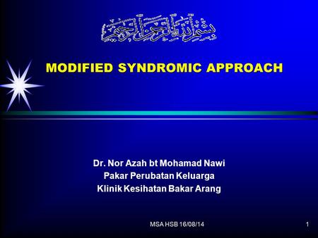 MODIFIED SYNDROMIC APPROACH