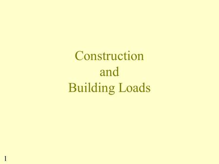 1 Construction and Building Loads. 2 Construction Standards 2. Construction Technologies Central Concepts: The construction process is a series of actions.