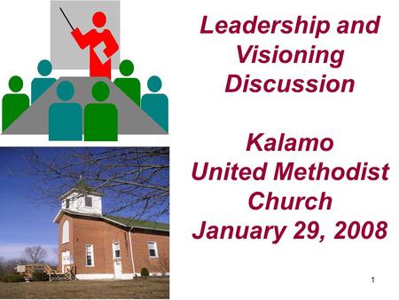 1 Leadership and Visioning Discussion Kalamo United Methodist Church January 29, 2008.