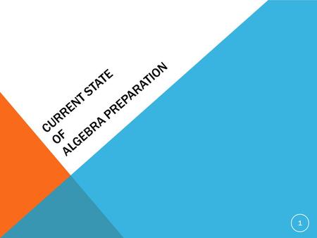 CURRENT STATE OF ALGEBRA PREPARATION 1. 7 TH GRADE CURRICULUM TOPICS Major Emphasis Ratio and Proportional Relationships— Includes analyzing proportional.