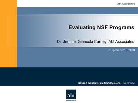 Evaluating NSF Programs