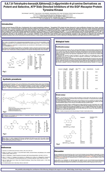 5,6,7,8-Tetrahydro-benzo[4,5]thieno[2,3-d]pyrimidin-4-yl-amine Derivatives as Potent and Selective, ATP Side Directed Inhibitors of the EGF-Receptor Protein.