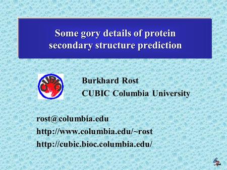 Burkhard Rost (Columbia New York) Some gory details of protein secondary structure prediction Burkhard Rost CUBIC Columbia University