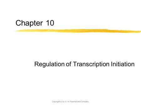 Copyright (c) by W. H. Freeman and Company Chapter 10 Regulation of Transcription Initiation.