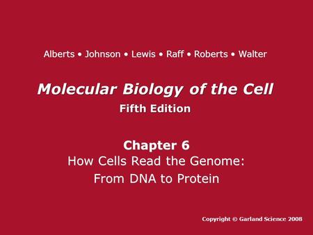 Molecular Biology of the Cell