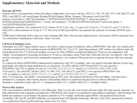 Supplementary Materials and Methods Real-time RT-PCR Genomic DNA was isolated from washed cell pellets of eight biliary tract cancer cell lines (SNU-245,