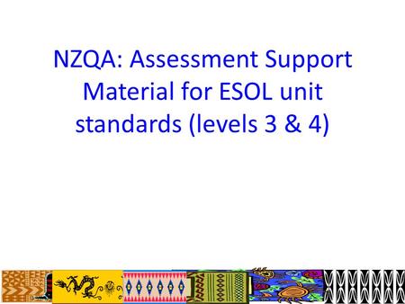 NZQA: Assessment Support Material for ESOL unit standards (levels 3 & 4)